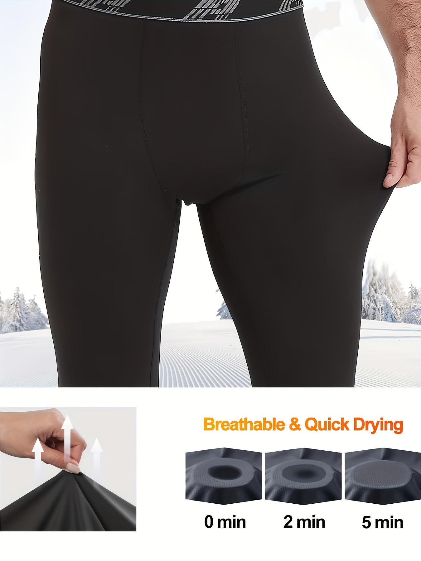 Men's Base Layer Pants – Men's 4-Piece Thermal Compression Tights - Close-Fit Warm Layer – view 3