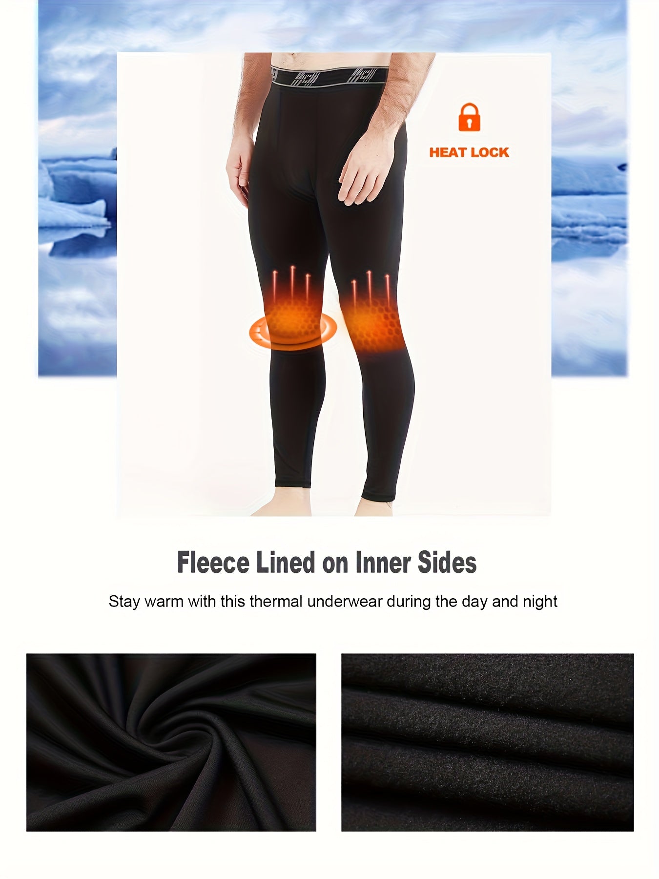 Men's Base Layer Pants – Men's 4-Piece Thermal Compression Tights - Close-Fit Warm Layer – view 4