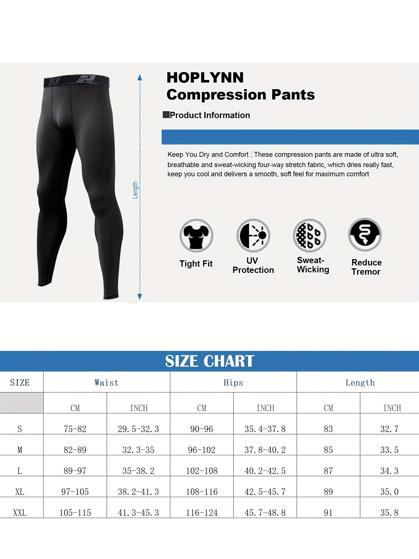 Men's Base Layer Pants – Men's 4-Piece Thermal Compression Tights - Close-Fit Warm Layer – view 10