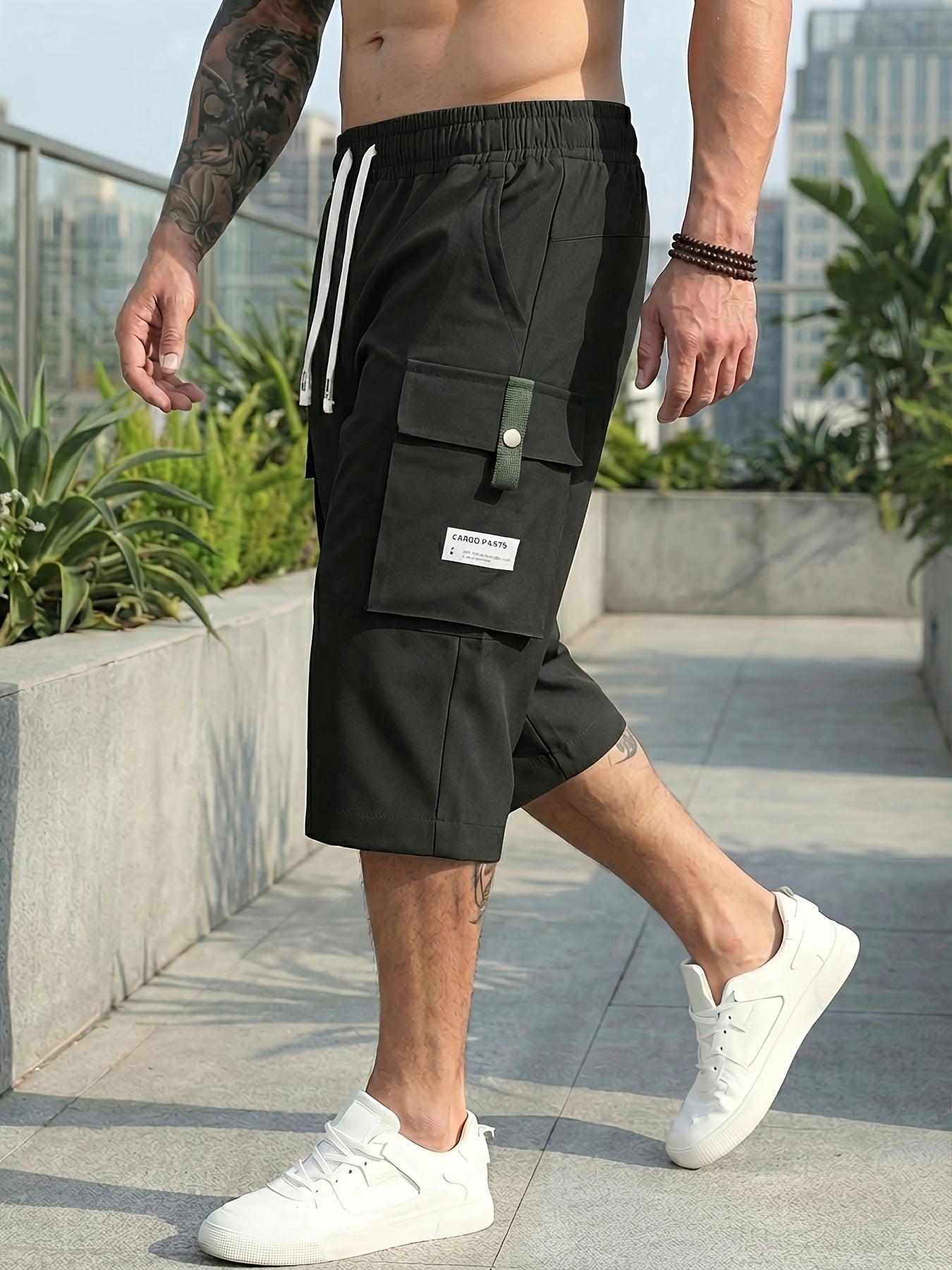 Men's Black+Gray+Khaki+Grey Cargo Shorts – view 3