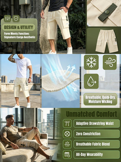 Men's Black+Gray+Khaki+Grey Cargo Shorts – view 8