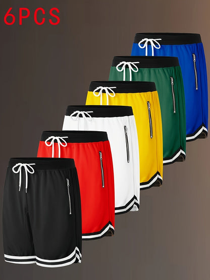 Men's Black + Red + White + Yellow + Green + Khaki Polyester Shorts – view 12