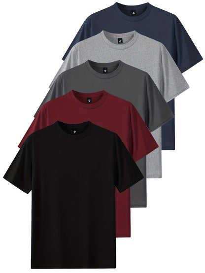Men's Black + Sky Blue + Dark Gray + Light Gray + Navy Blue Cotton Short-Sleeve T-Shirt – main product image