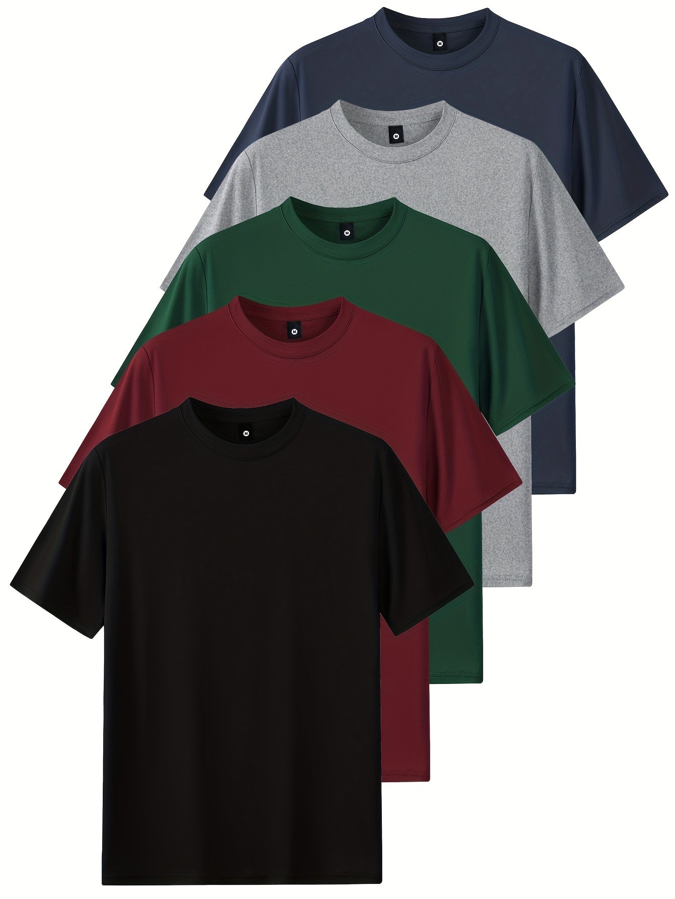 Men's Black + Sky Blue + Dark Gray + Light Gray + Navy Blue Cotton Short-Sleeve T-Shirt – view 2