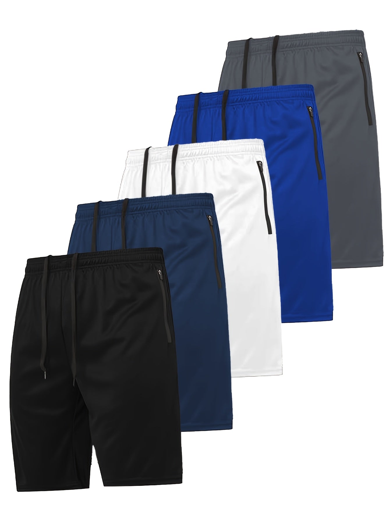 Men's Black + White + Gray + Blue + Navy Blue Polyester Shorts – view 9