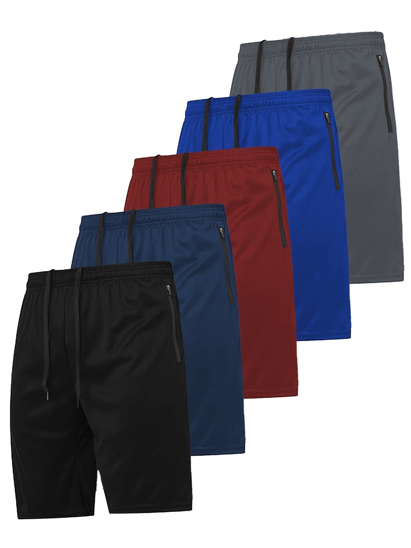 Men's Black + White + Gray + Blue + Navy Blue Polyester Shorts – view 17