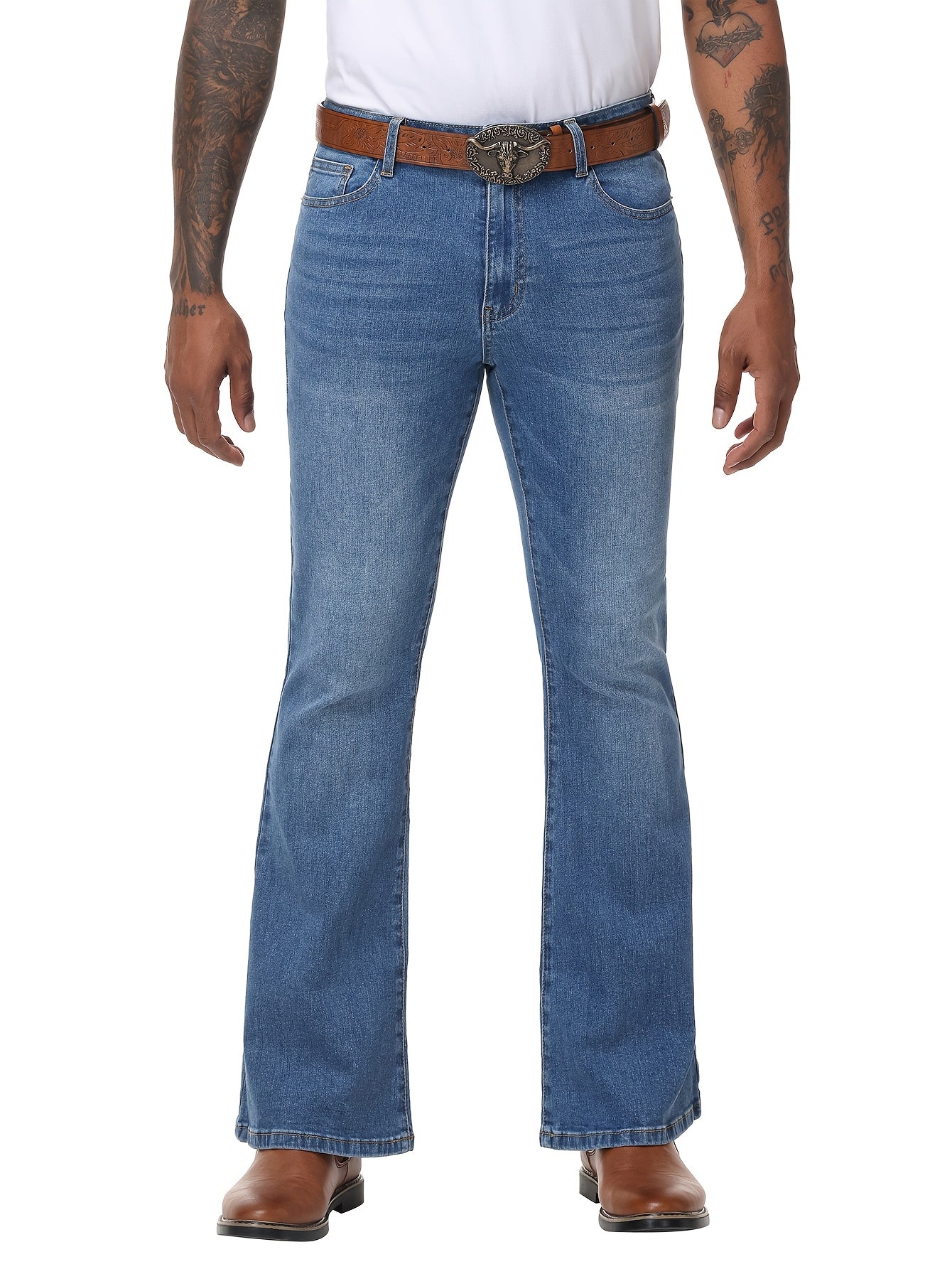 Men's Bootcut Jeans - Classic Wash Clean Finish – Deep Blue – view 11