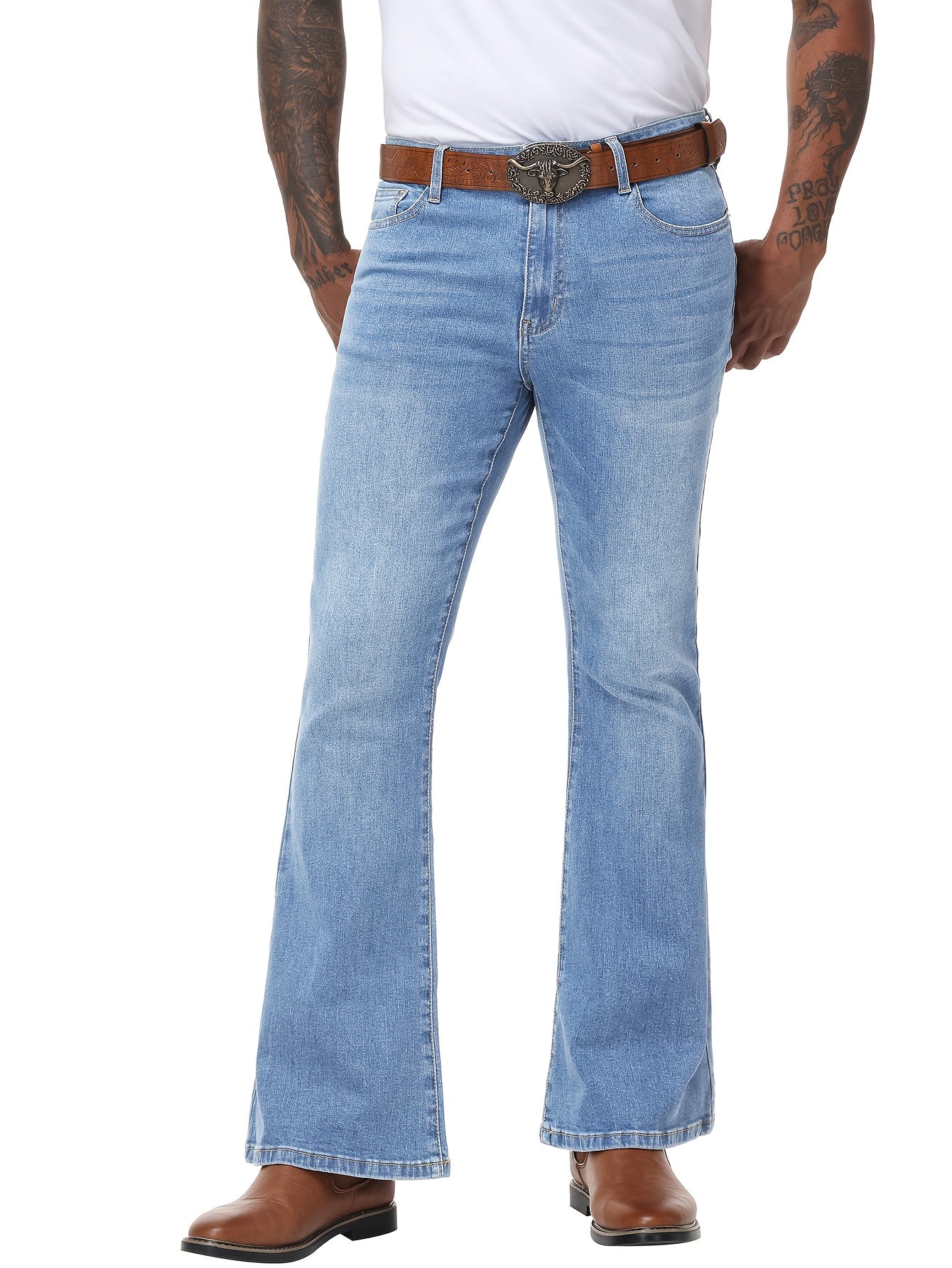 Men's Bootcut Jeans - Classic Wash Clean Finish – Deep Blue – view 12