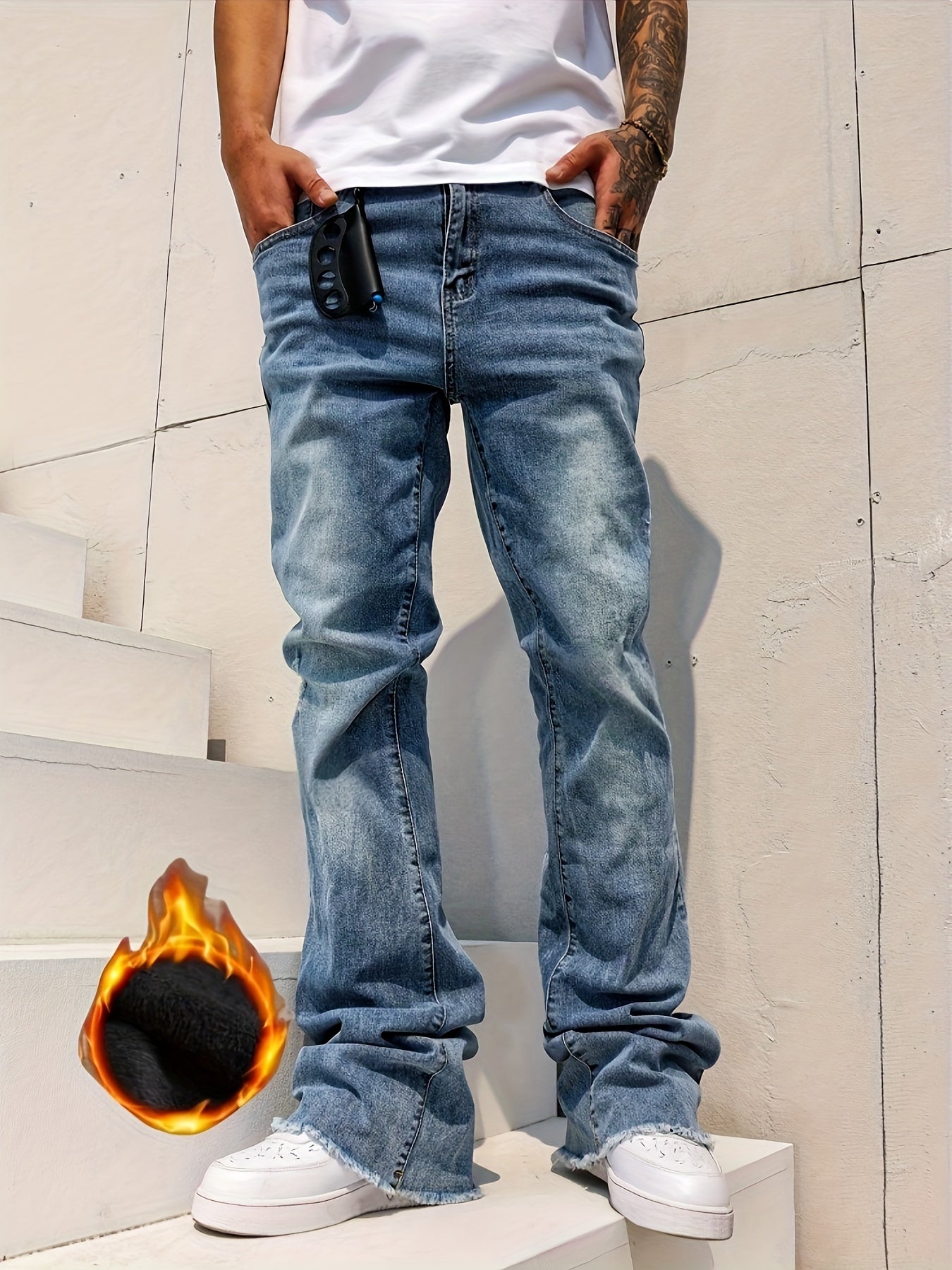 Men's Bootcut Jeans - Classic Wash Clean Finish – Deep Grey – view 3