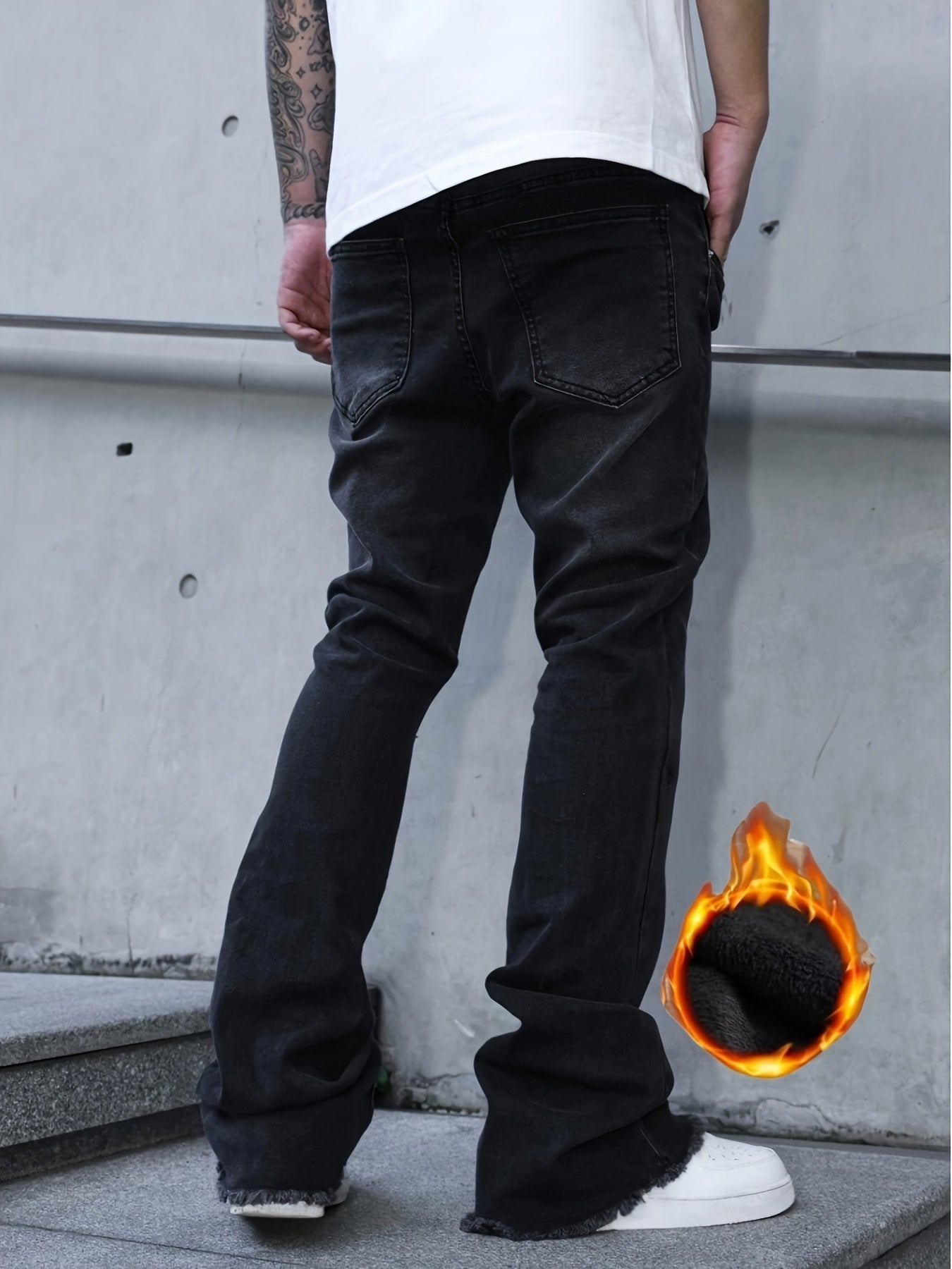 Men's Bootcut Jeans - Classic Wash Clean Finish – Deep Grey – view 5