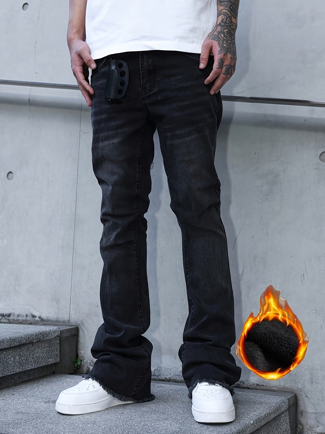 Men's Bootcut Jeans - Classic Wash Clean Finish – Deep Grey – view 8