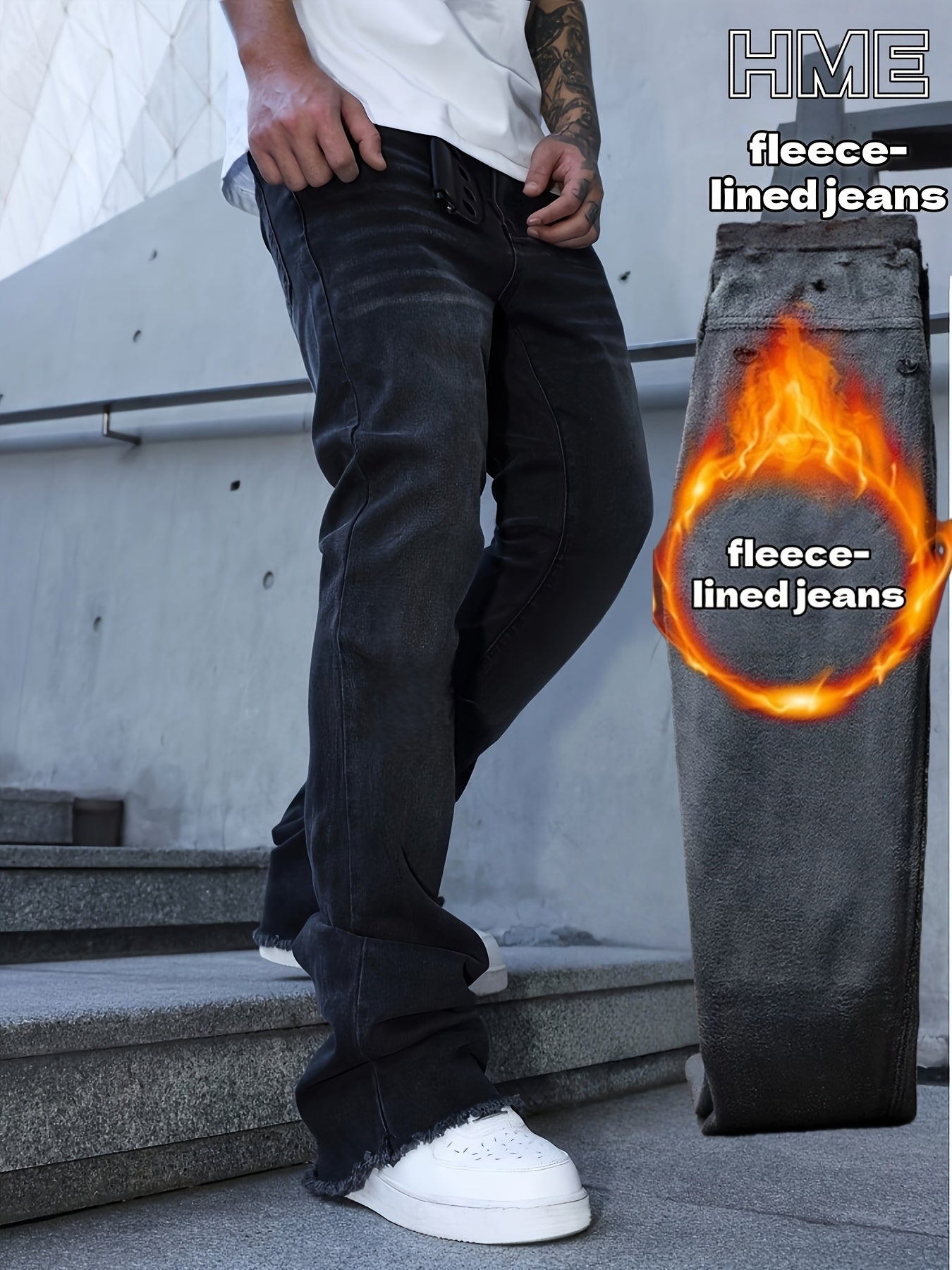 Men's Bootcut Jeans - Classic Wash Clean Finish – Deep Grey – Grey option – view 2