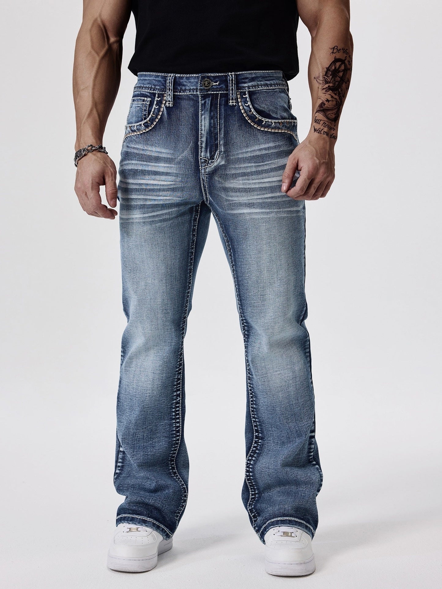 Men's Bootcut Jeans - Vintage Wash Clean Finish – view 12