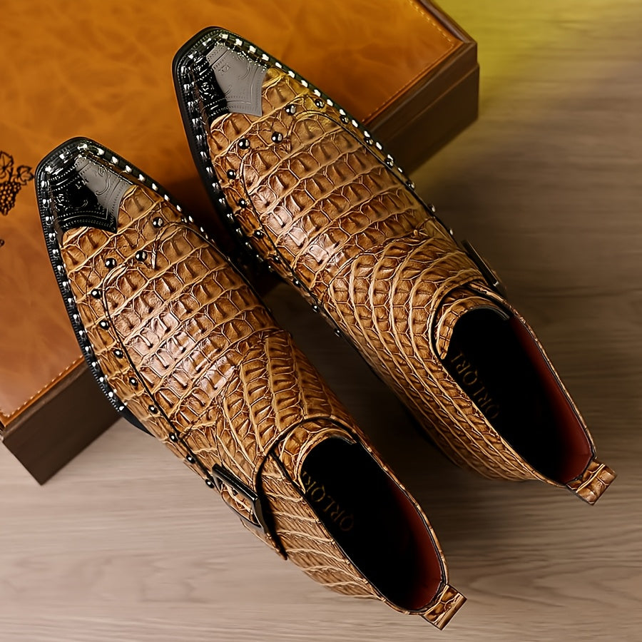 Men's Boots - Crocodile Pattern & Pointed Toe – view 2