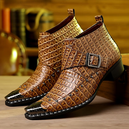 Men's Boots - Crocodile Pattern & Pointed Toe – view 3