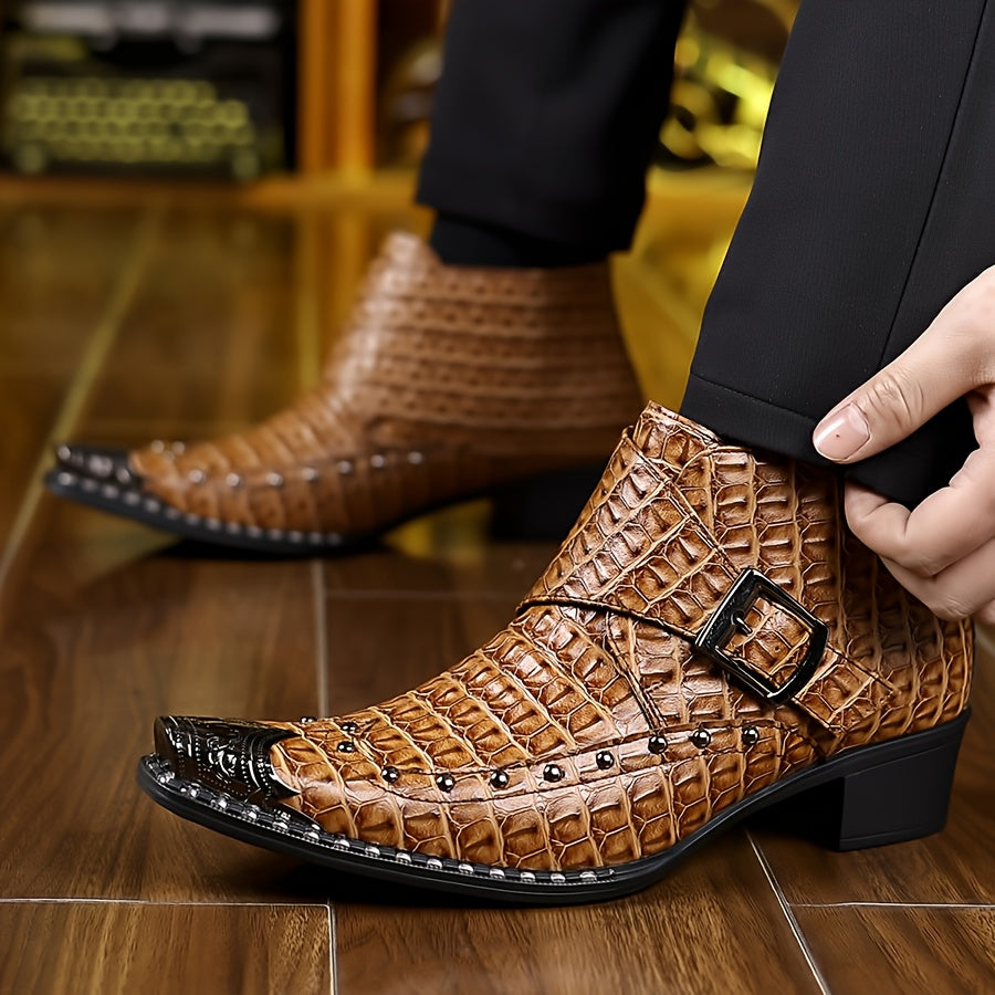 Men's Boots - Crocodile Pattern & Pointed Toe – view 5