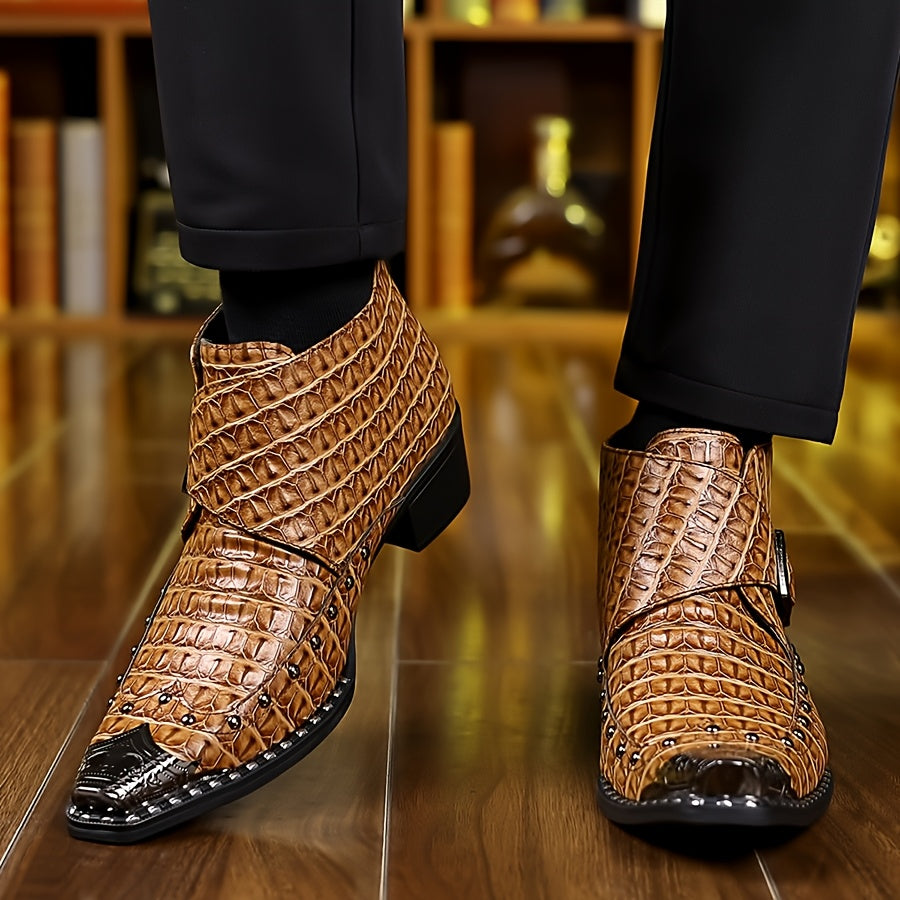 Men's Boots - Crocodile Pattern & Pointed Toe – view 6
