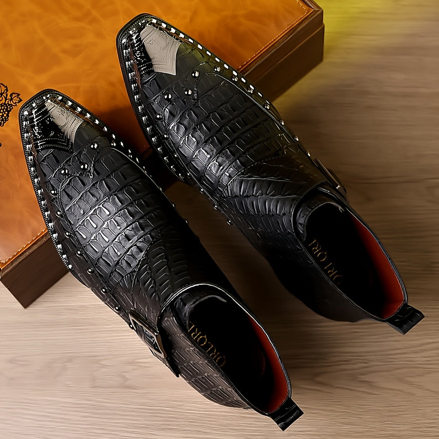 Men's Boots - Crocodile Pattern & Pointed Toe – view 7