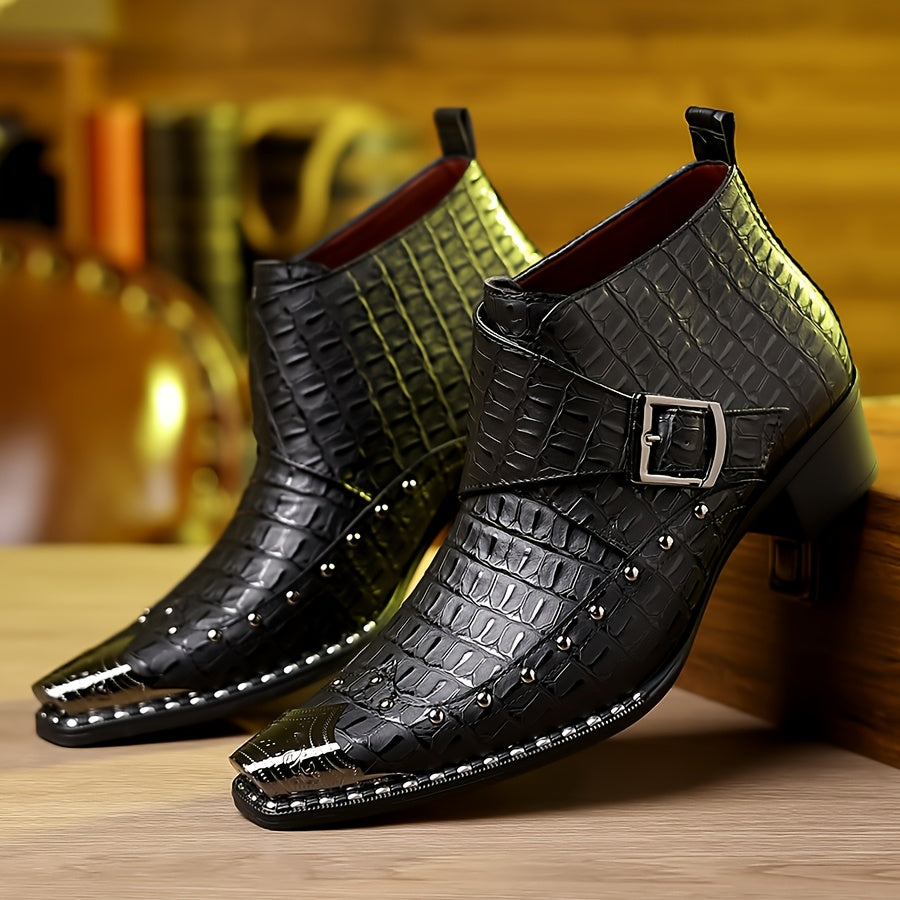 Men's Boots - Crocodile Pattern & Pointed Toe – view 8