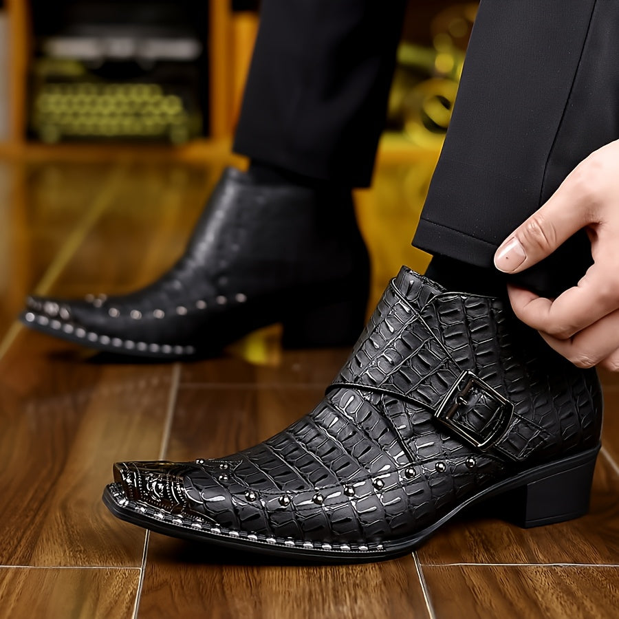 Men's Boots - Crocodile Pattern & Pointed Toe – view 9