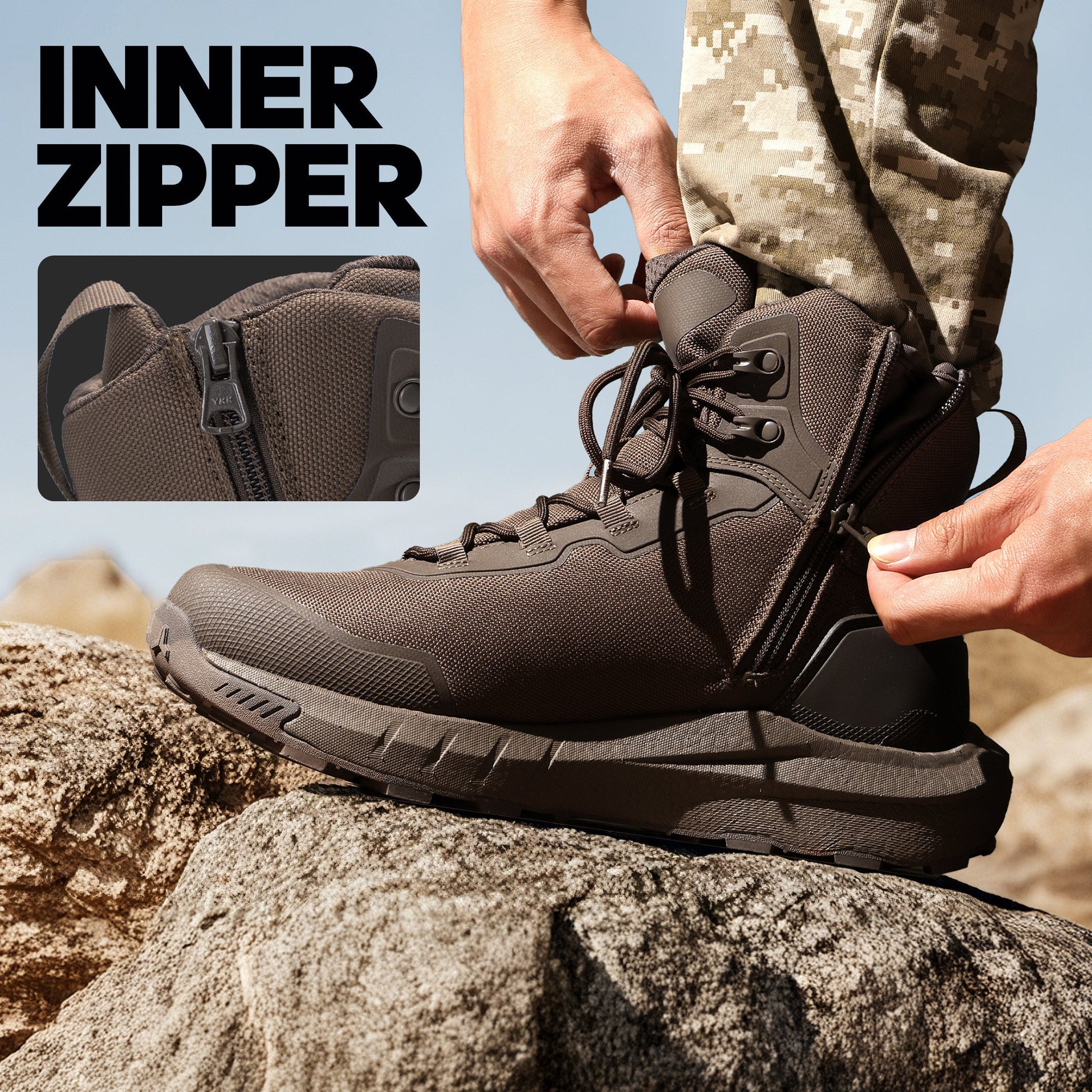Men's Boots - Non-Slip Sole Cushioned Comfort for Beach & Water – Black / Sepia – view 16