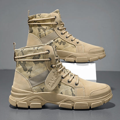 Men's Boots - Non-Slip Sole Lace-Up for Outdoor & – Khaki Colorway 90661 – view 4