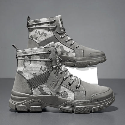 Men's Boots - Non-Slip Sole Lace-Up for Outdoor & – Khaki Colorway 90661 – view 5