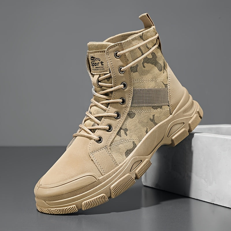 Men's Boots - Non-Slip Sole Lace-Up for Outdoor & – Khaki Colorway 90661 – view 6