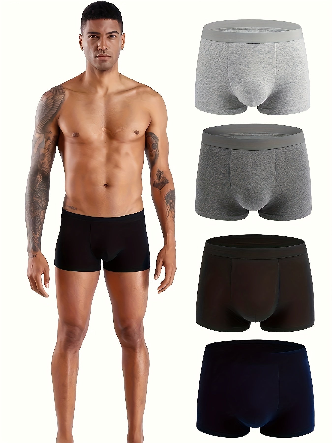 Men's Boxer Briefs - Breathable 4 Pack – 4pcs Cotton Stretch – view 9