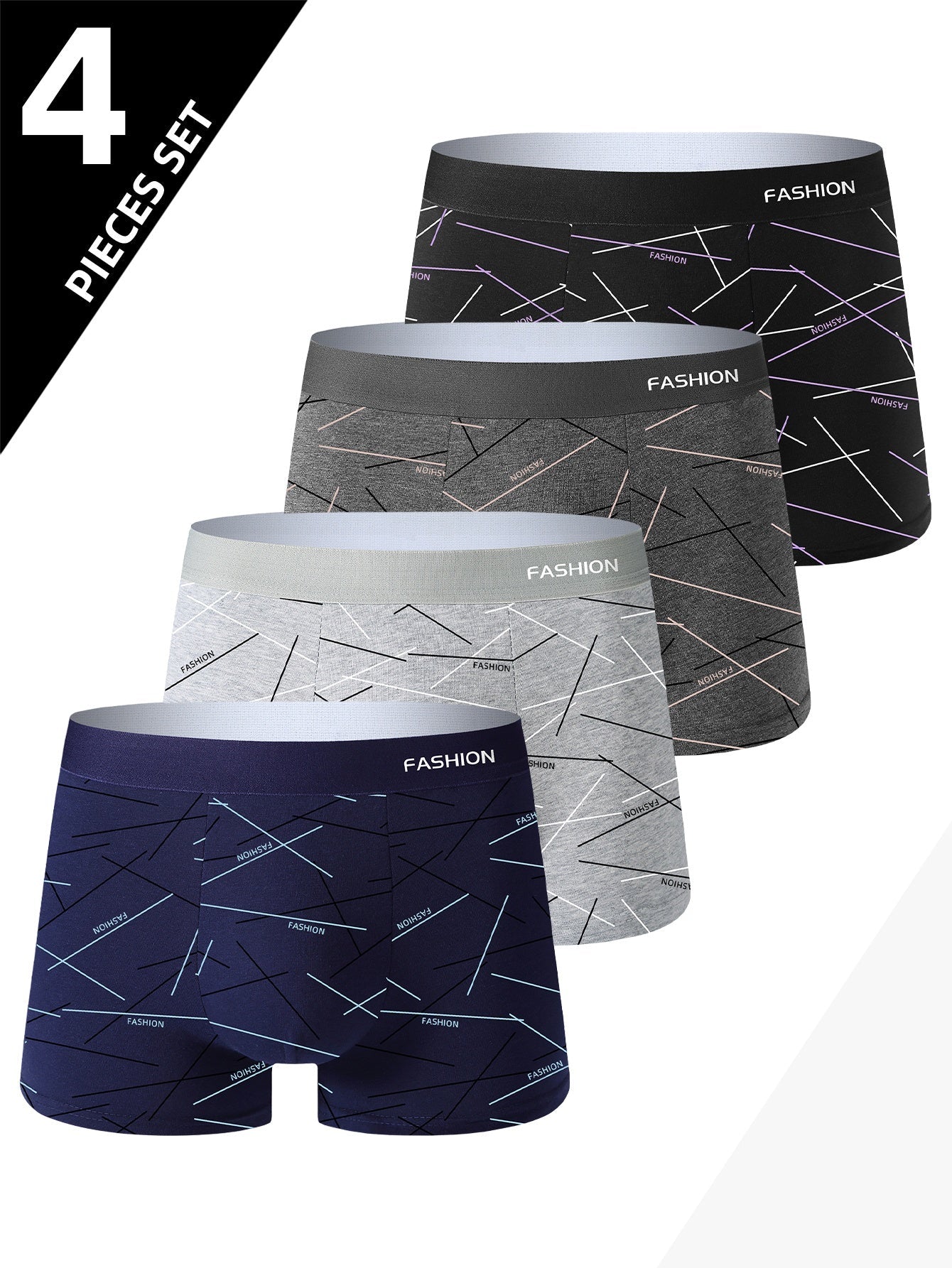 Men's Boxer Briefs - Breathable 4 Pack – 4pcs-Line – main product image