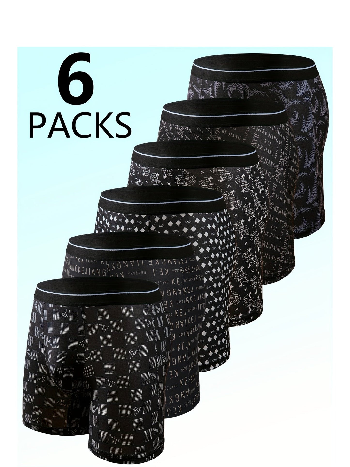 Men's Boxer Briefs - Breathable 6 Pack – Sizes S–XXXL – Black option – main product image