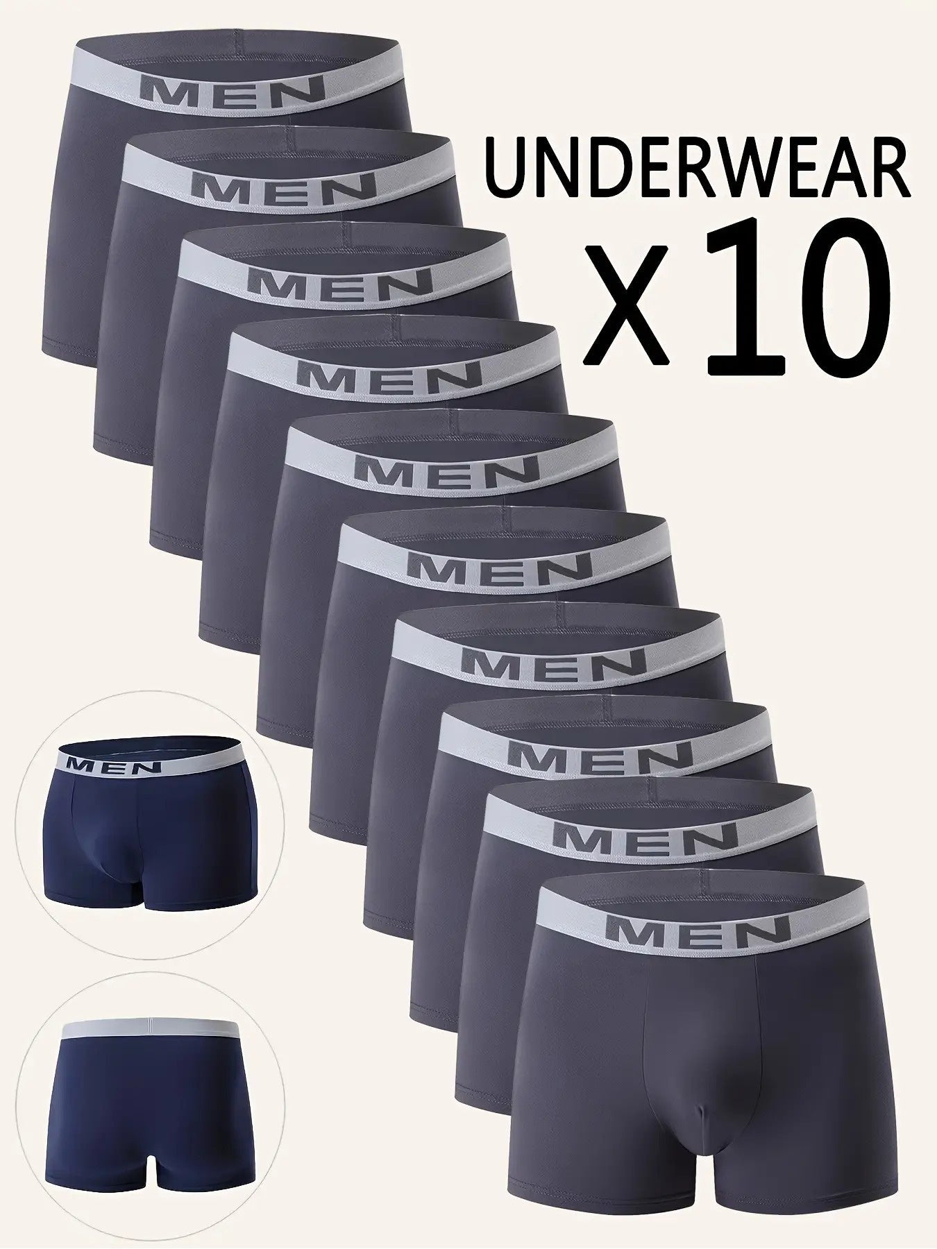 Men's Boxer Briefs – Men's 10PCS-Random Mixed Colors Polyester Shorts – view 2