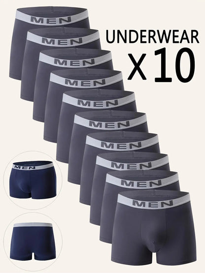 Men's Boxer Briefs – Men's 10PCS-Random Mixed Colors Polyester Shorts – view 2