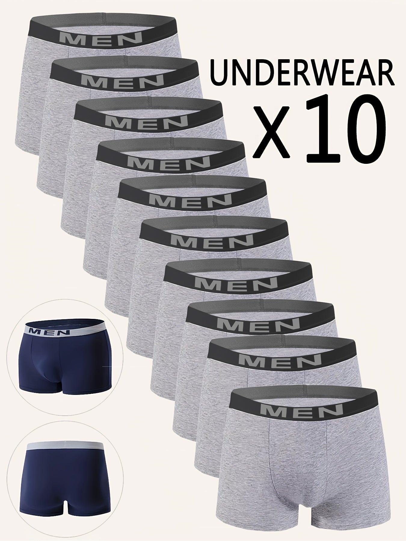 Men's Boxer Briefs – Men's 10PCS-Random Mixed Colors Polyester Shorts – view 4