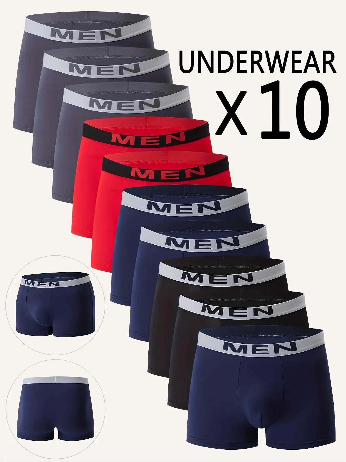 Men's Boxer Briefs – Men's 10PCS-Random Mixed Colors Polyester Shorts – view 8