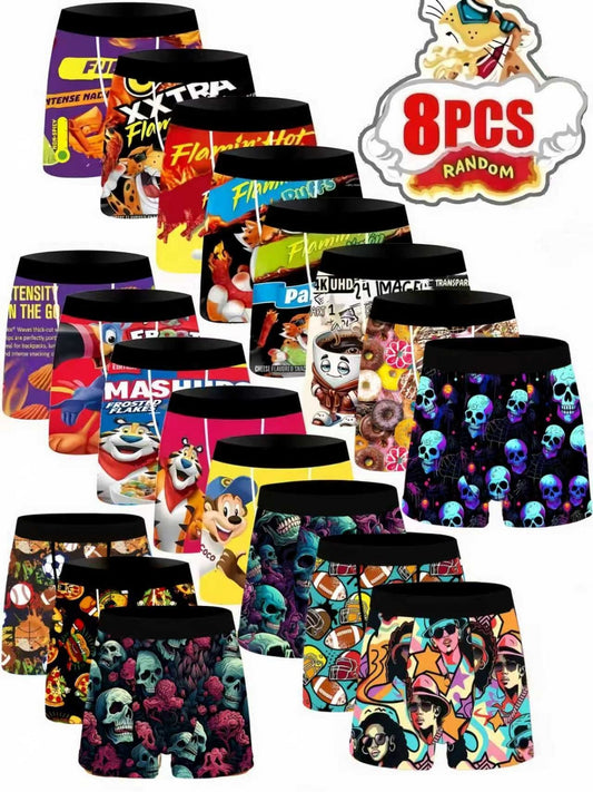 Men's Boxer Briefs – Men's 8PCS-Random Mixed Colors Polyester Printed Shorts – main product image