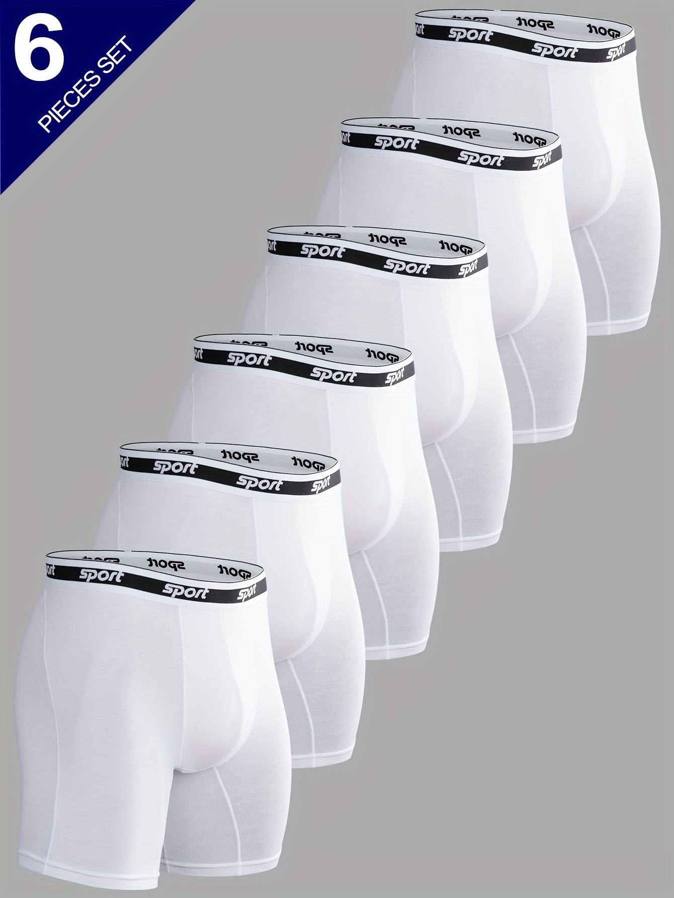 Men's Boxer Shorts - Breathable 6 Pack – White – White option – view 2