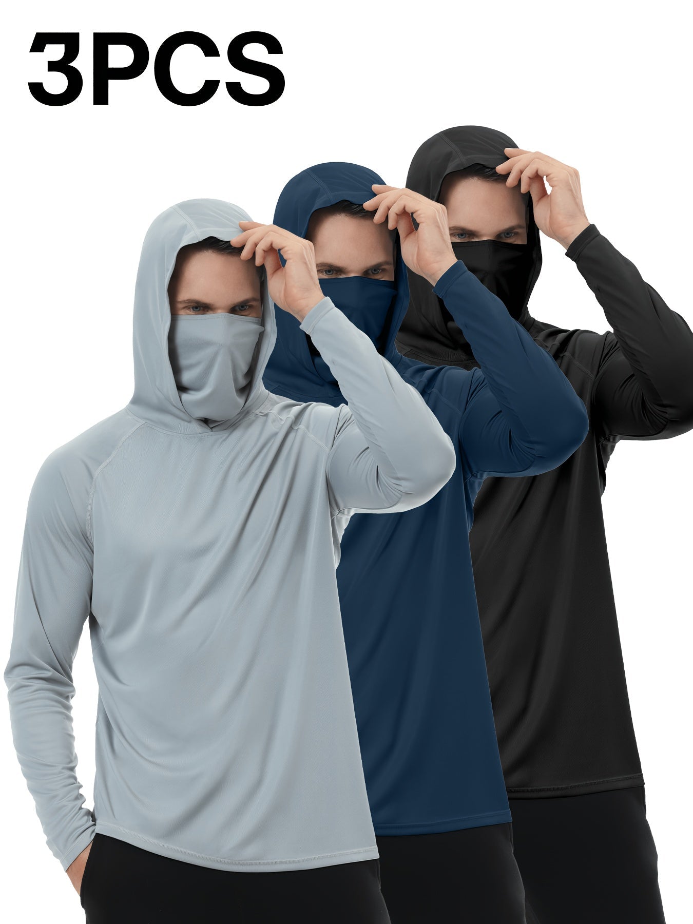 Men's Built-In Mask Hoodies - 3-Pack Quick-Dry Layers – view 2