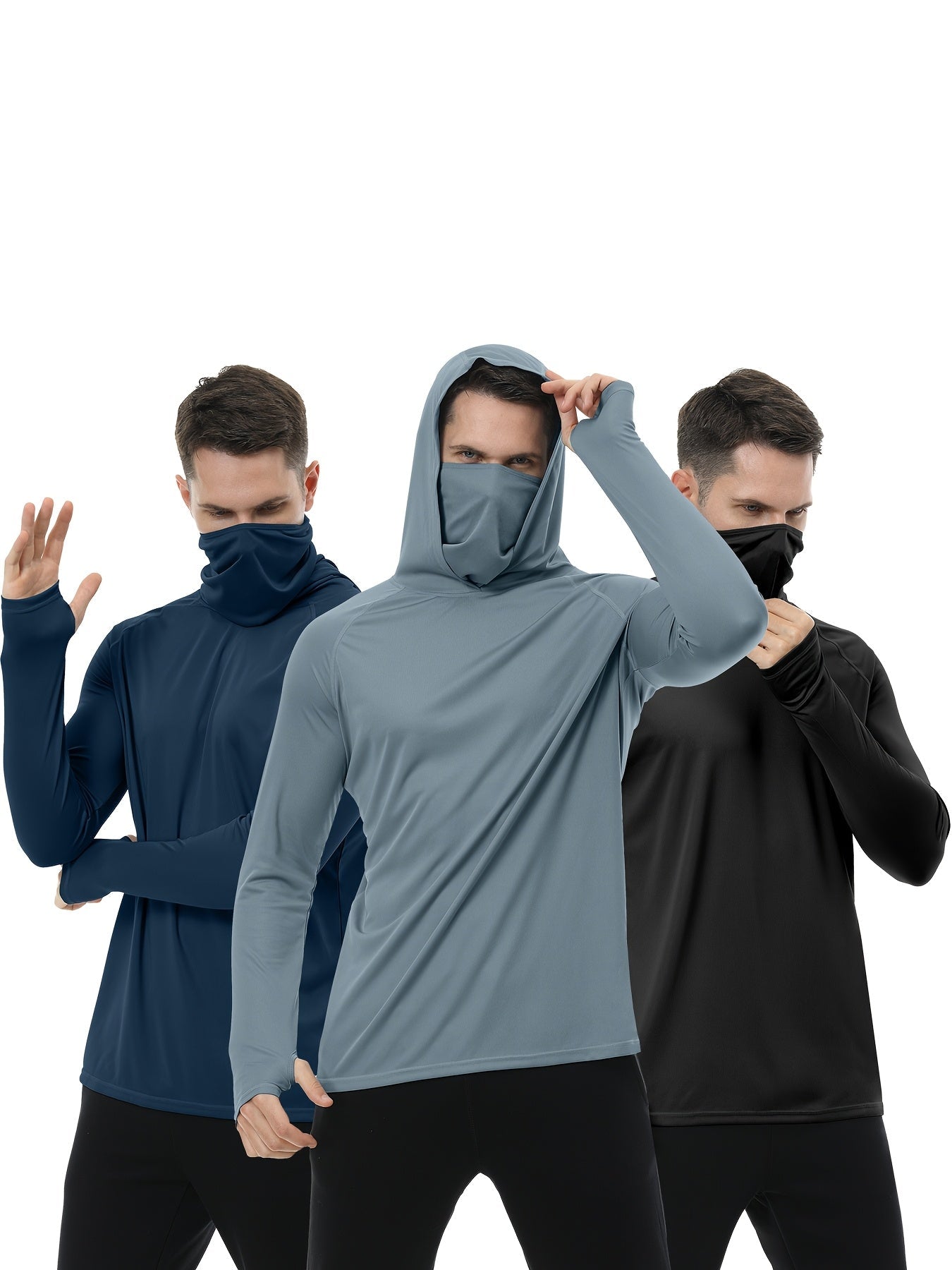 Men's Built-In Mask Hoodies - 3-Pack Quick-Dry Layers – view 10
