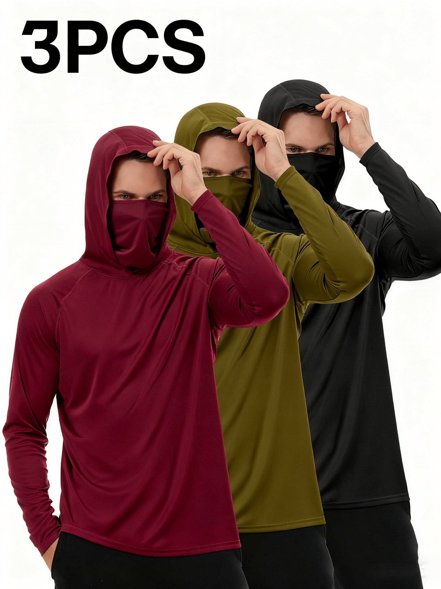 Men's Built-In Mask Hoodies - 3-Pack Quick-Dry Layers – view 14