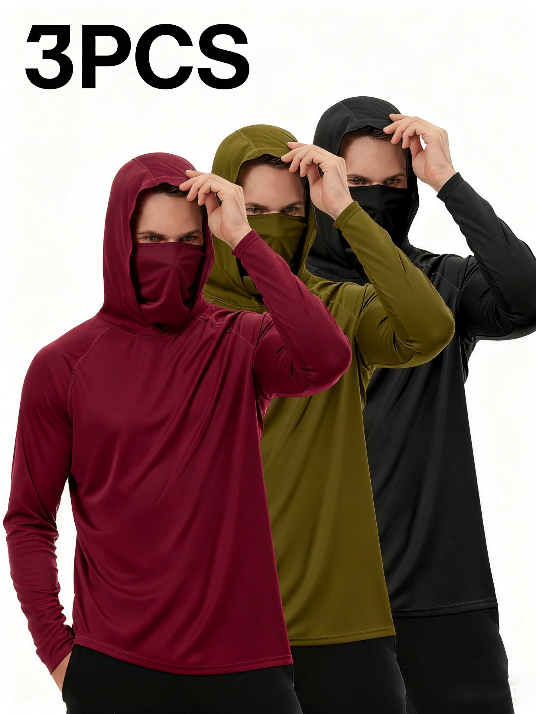 Men's Built-In Mask Hoodies - 3-Pack Quick-Dry Layers – view 14