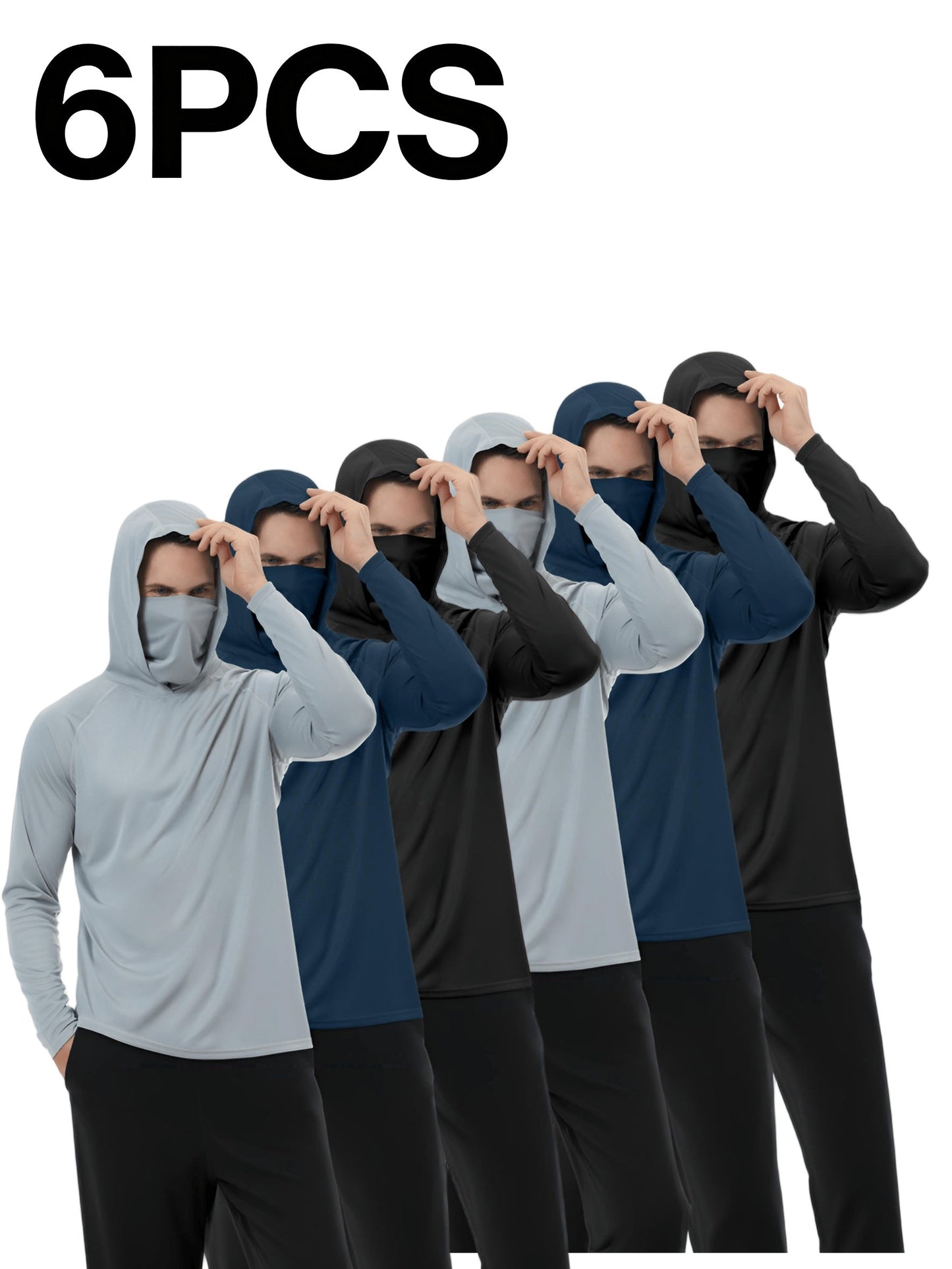 Men's Built-In Mask Hoodies - 6-Pack Breathable Layers – view 8