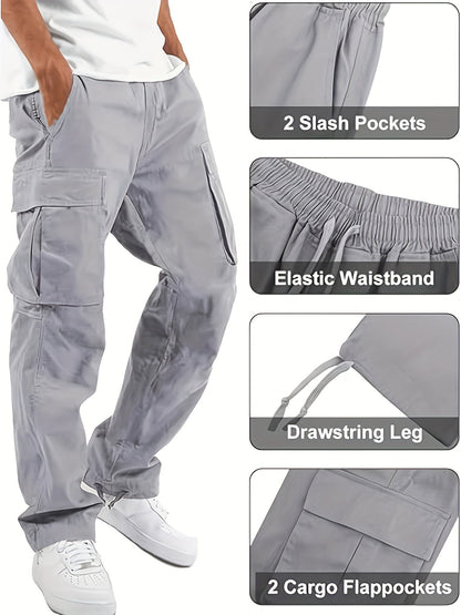 Men's Cargo Pants - Drawstring Waist With Pockets – Relaxed Fit – view 9