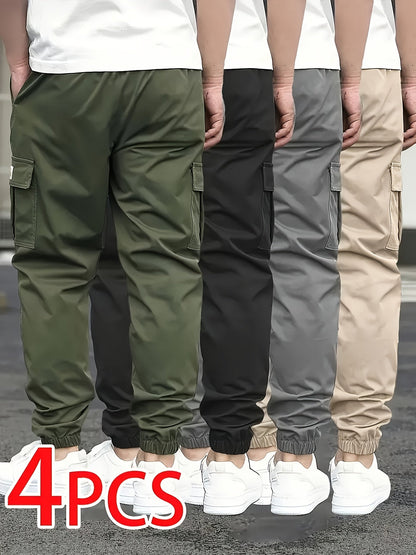 Men's Cargo Pants - Drawstring Waist With Pockets – Slim Fit – view 5