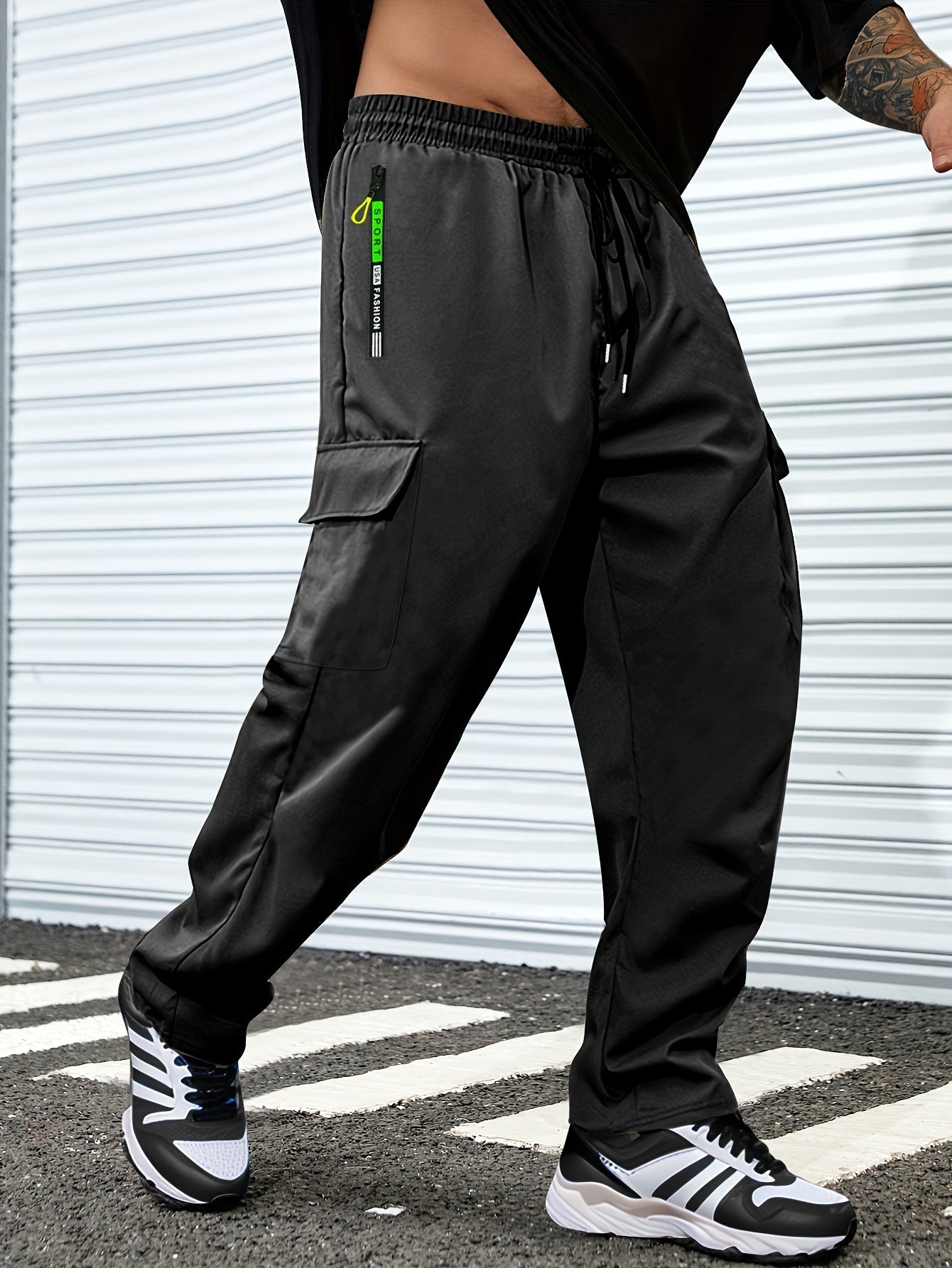 Men's Cargo Pants - Drawstring Waist With Pockets Workwear Style – view 14