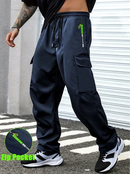 Men's Cargo Pants - Drawstring Waist With Pockets Workwear Style – view 16