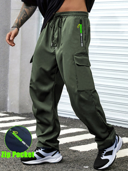 Men's Cargo Pants - Drawstring Waist With Pockets Workwear Style – view 18