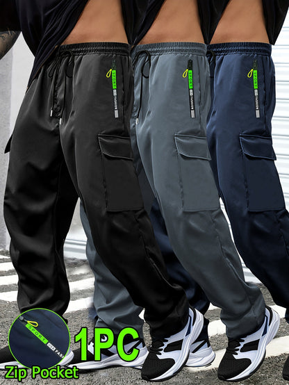 Men's Cargo Pants - Drawstring Waist With Pockets Workwear Style – Grey option – main product image