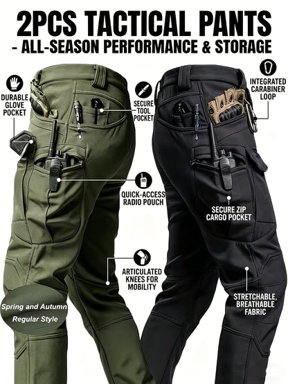 Men's Cargo Pants - Elastic Waist With Pockets – Gray green – main product image