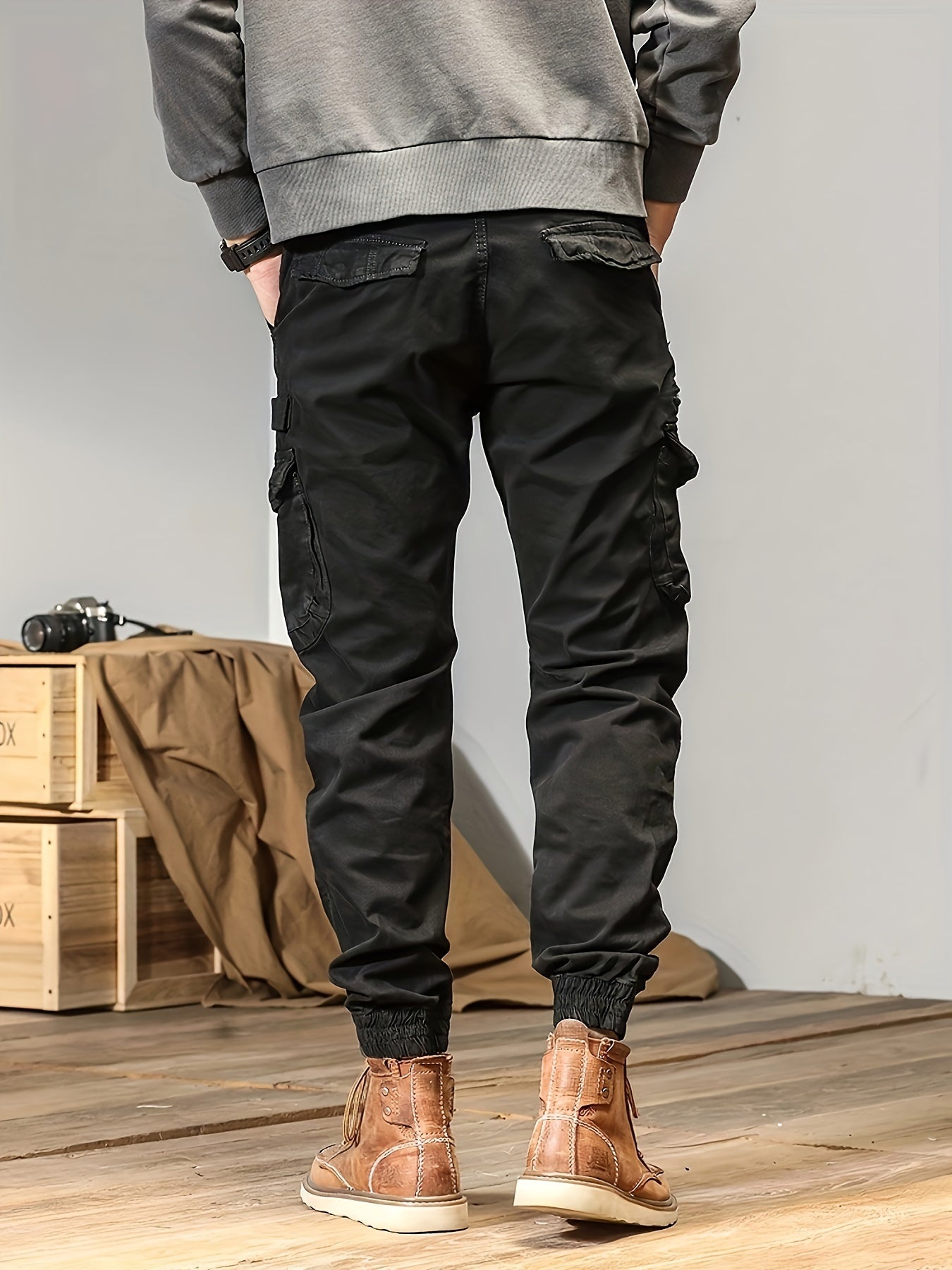 Men's Cargo Pants - Multi Pocket – Black – view 10
